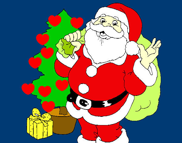 Desenho Santa Claus e uma árvore de natal pintado por NinaPerdi