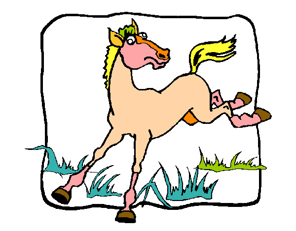 Desenho Cavalo a dar um coice pintado por natanel