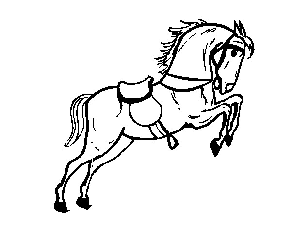Desenho Cavalo com sela a saltar pintado por gloriaa