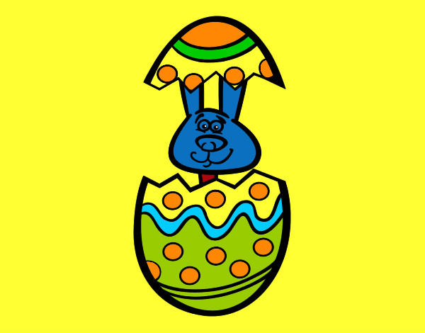 Desenho Coelhito em um ovo de páscoa pintado por Migalhas