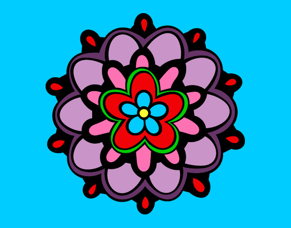 Desenho Mandala com uma flor pintado por Mamandalas
