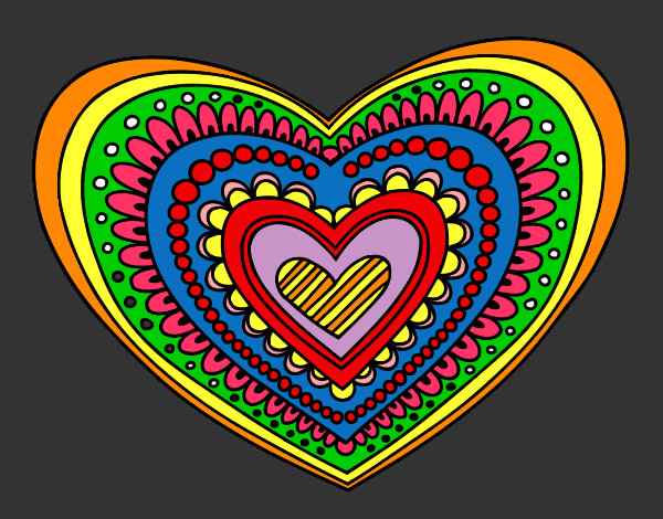 Desenho Mandala coração pintado por Mamandalas