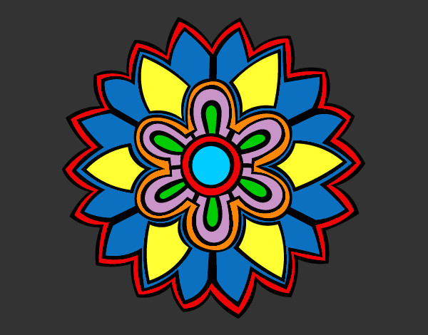 Desenho Mandala em forma flor weiss pintado por Mamandalas