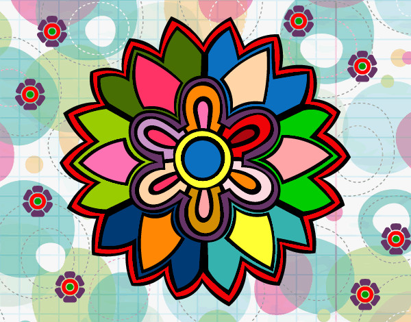 Desenho Mandala em forma flor weiss pintado por raianepc
