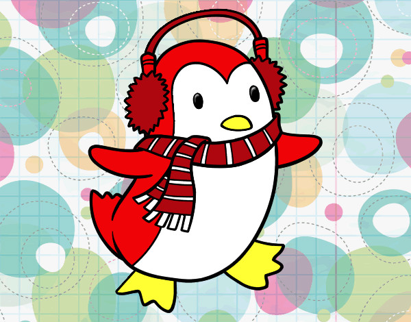 Desenho Pinguim com cachecol pintado por gloriaa