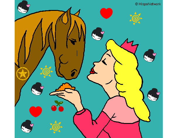 Desenho Princesa e cavalo pintado por teresacarl