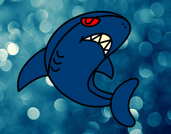 Desenho Tubarão nadando pintado por andersongs