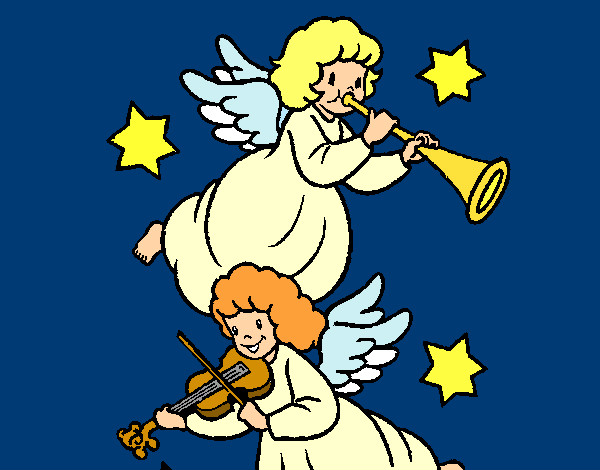 Desenho Anjos musicais pintado por Cristhin