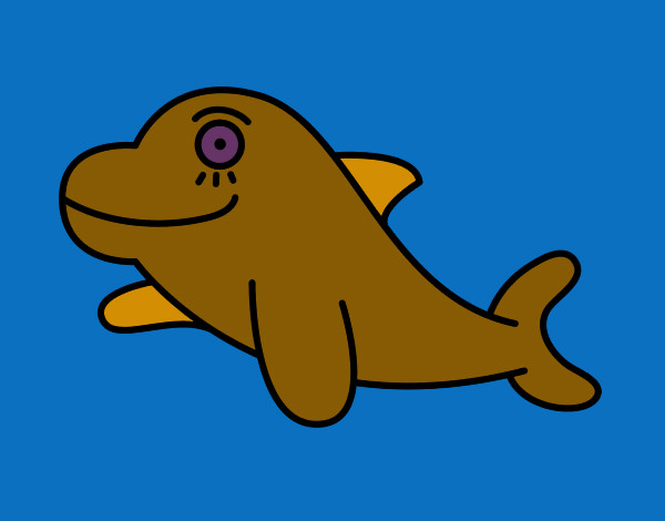 Desenho Golfinho alegre pintado por Migalhas