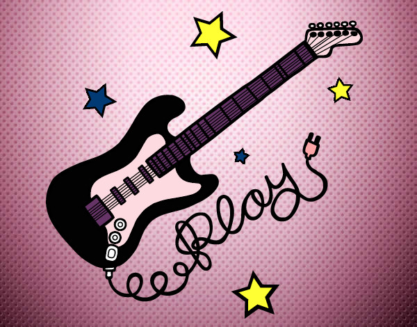 Desenho Guitarra e estrelas pintado por mariias2