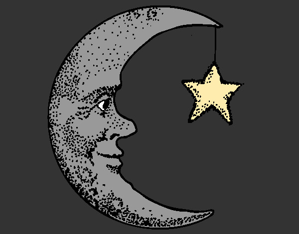Desenho Lua e estrela pintado por chris_Sing
