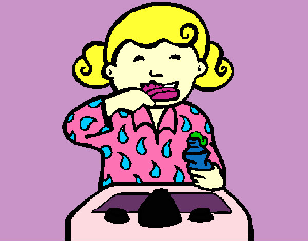 Desenho Menina a lavar os dentes pintado por PriRafaela
