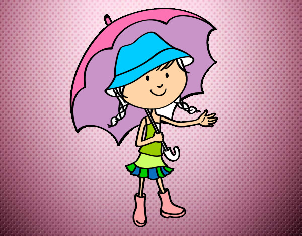 Desenho Menina com guarda-chuva pintado por Larissa69