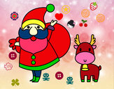Desenho Papai Noel e um rena pintado por Clarinha2