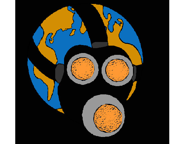 Desenho Terra com máscara de gás pintado por lucianoPE