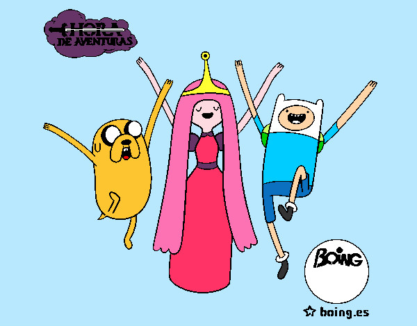 Desenho Jake, Princesa Bubblegum e Finn pintado por miney