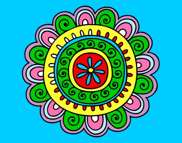 Desenho Mandala alegre pintado por jackie 