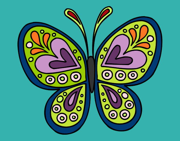 Desenho Mandala borboleta pintado por jackie 