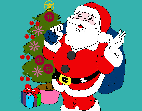 Desenho Santa Claus e uma árvore de natal pintado por SABRINAS 