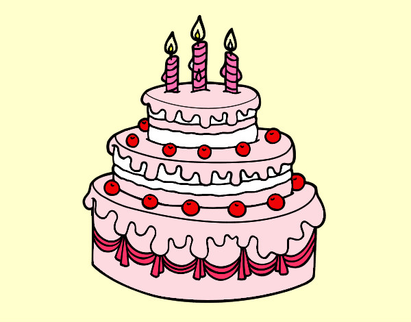 Desenho Torta de Aniversário pintado por maneira 
