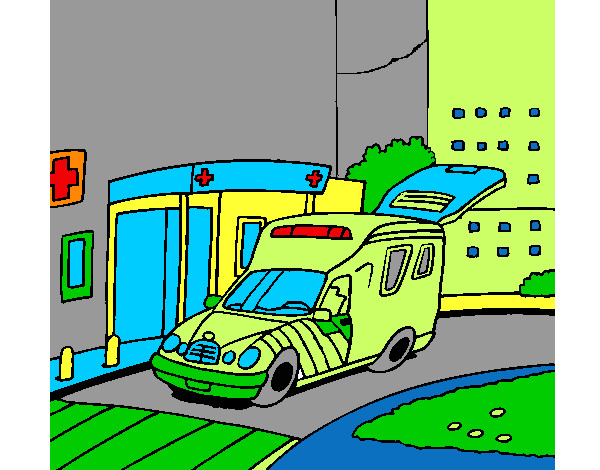 Desenho Ambulância no hospital pintado por leandro13