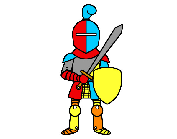 Desenho Cavaleiro com espada e escudo pintado por clemilda