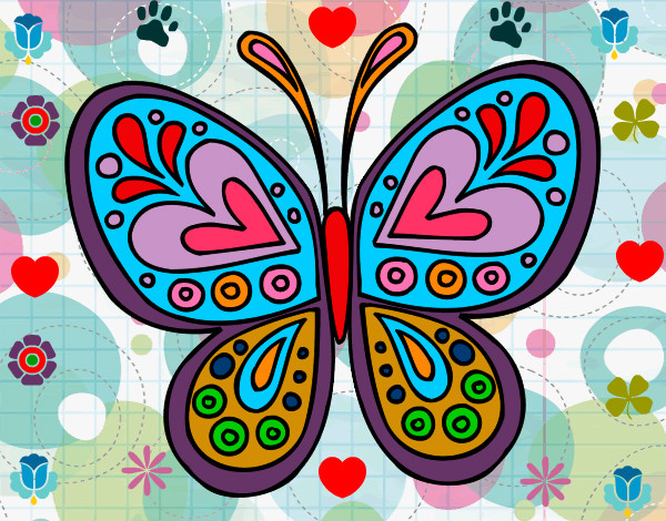 Desenho Mandala borboleta pintado por pintar