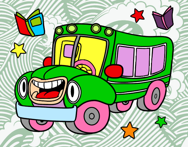 Desenho Ônibus animado pintado por ratinha