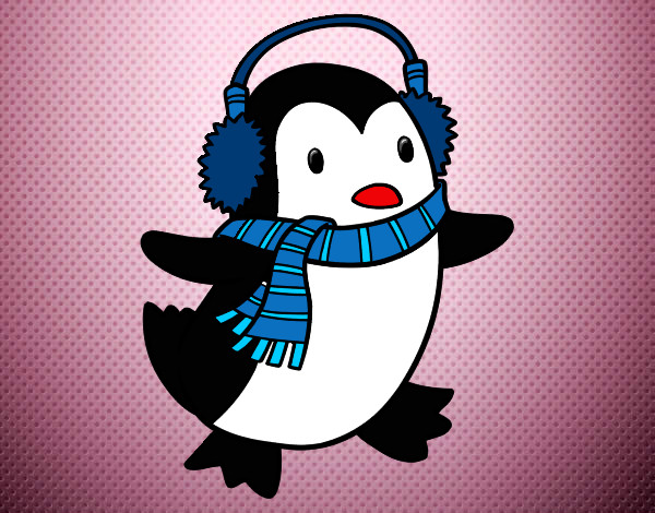 Desenho Pinguim com cachecol pintado por livita