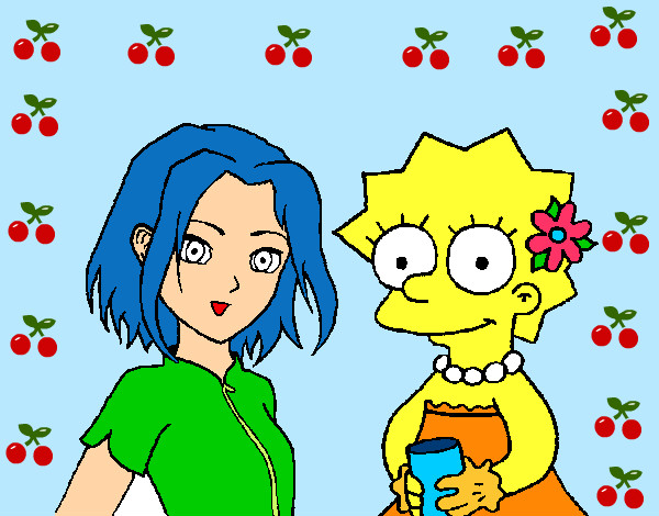 Desenho Sakura e Lisa pintado por livita