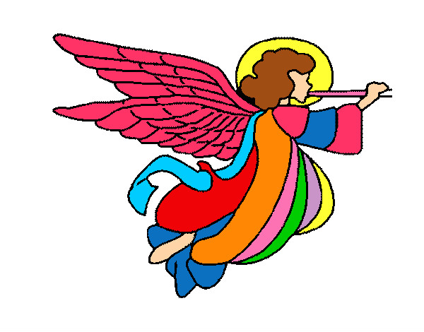 Desenho de Anjo com grandes asas pintado e colorido por Utau o dia