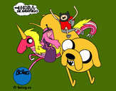 Desenho Jake, Finn, Princesa Bubblegum e Rainbow Lady pintado por MrFelipe