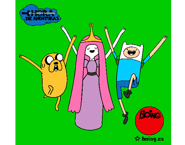 Desenho Jake, Princesa Bubblegum e Finn pintado por mmmmmmmmmm