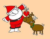 Desenho Papai Noel e Rudolf pintado por mmmmm