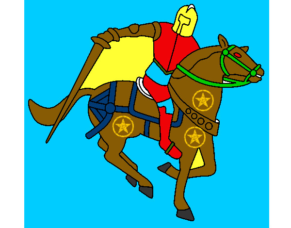 Desenho Cavaleiro a cavalo IV pintado por iete