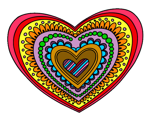 Desenho Mandala coração pintado por flora