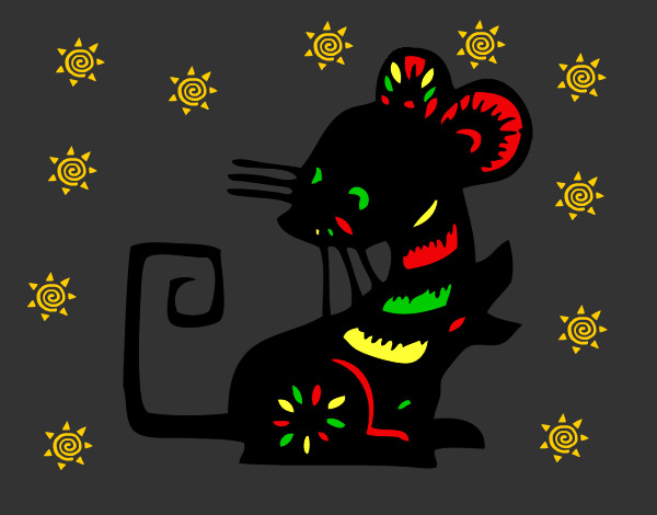 Desenho Signo do rato pintado por abreumaria