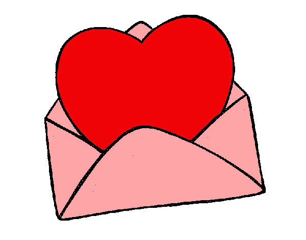 Desenho Coração num envelope pintado por Regiene