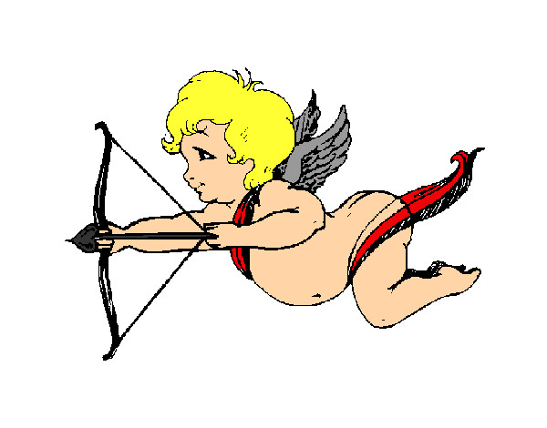 Desenho Cupido a voar pintado por Regiene