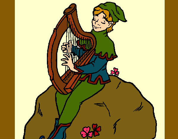 Desenho Duende a tocar harpa pintado por FabiK