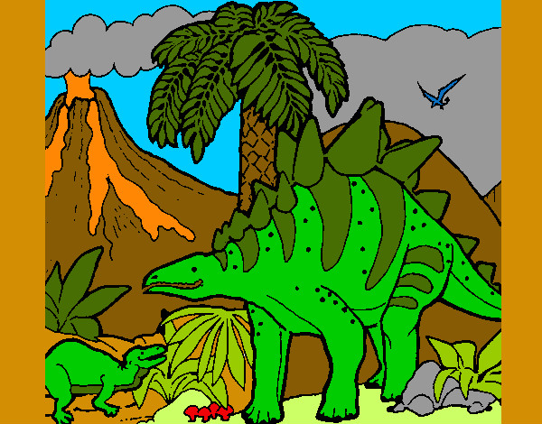Desenho Família de Tuojiangossauros pintado por eduardo2