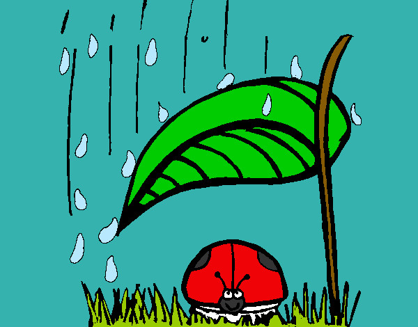 Desenho Joaninha protegida da chuva pintado por Ana26