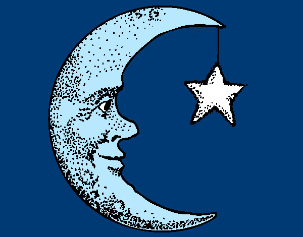 Desenho Lua e estrela pintado por Ana26