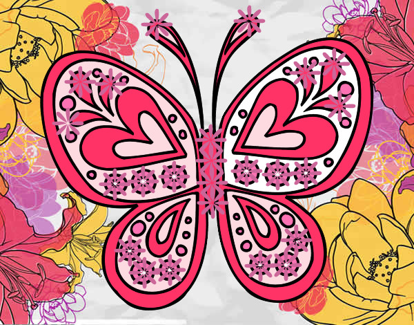 Desenho Mandala borboleta pintado por nicksilvan