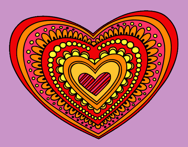 Desenho Mandala coração pintado por sandy1987