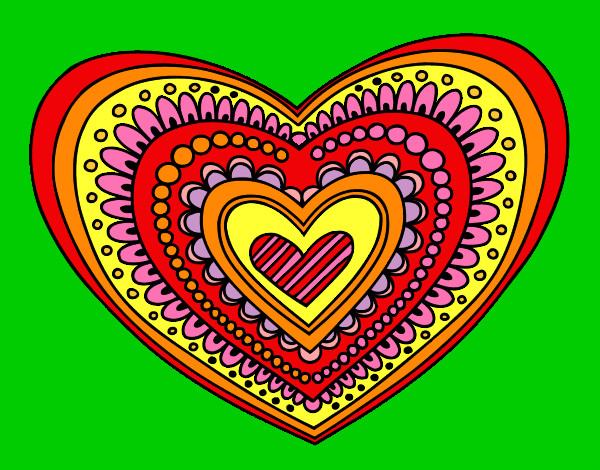 Desenho Mandala coração pintado por sandy19872