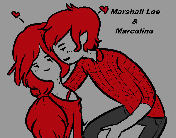 Desenho Marshall Lee e Marceline pintado por Amandarckl