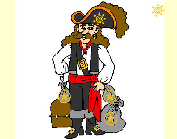 Desenho Pirata com sacos de ouro pintado por nicksilvan