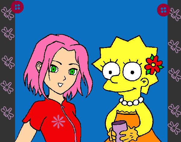 Desenho Sakura e Lisa pintado por Charlene20