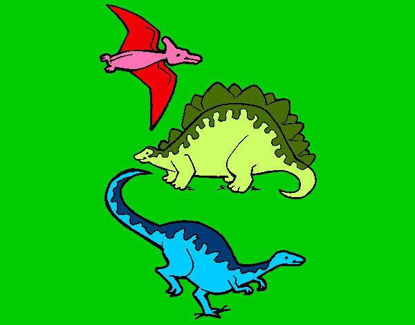 Desenho Três classes de dinossauros pintado por eduardo2